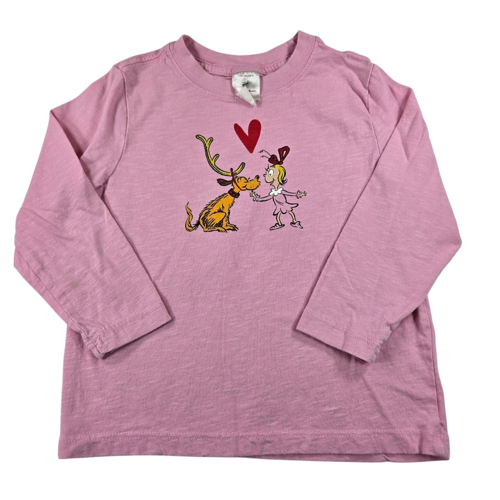 Hanna Andersson 100 4 Grinch Max Cindy Lou Who Pink Long Sleeve Cotton Tee Shirt
